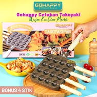 GOHAPPY TAKOYAKI CAKE MOLD 16 HOLES + 4 PCS STICKS