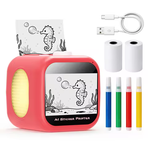 FUNNY PANDA AI Sticker Printer for Creativity, Voice Chat AI Image Generator, 3.5 Inch Touch Screen,