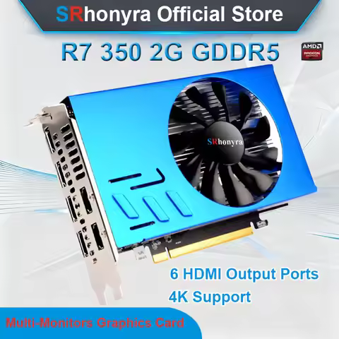 SRhonyra AMD R7 350 Graphics Card Multi- display 2/4GB GDDR5 128bit 6 HDMI Multi Screen Splicing Vid