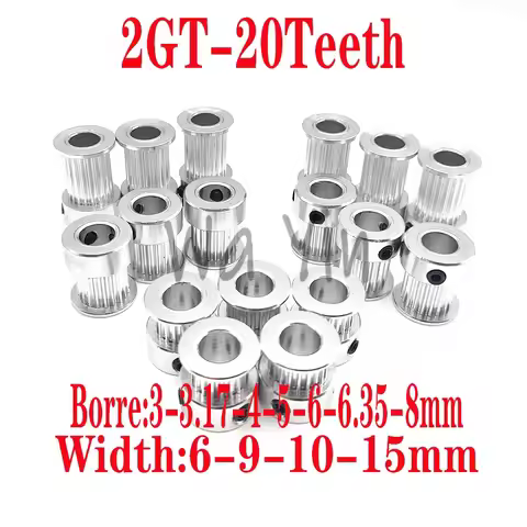 2GT 20Teeth Synchronous Wheel Belt Width 6/9/10/15mm Inner Hole 3/3.17/4/5/6/6.35/8mm Timing Synchro