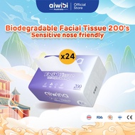 [Bundle of 3] Aiwina 100% Original Wood Pulp Biodegradable Ultra Soft Facial Tissue (18cm x 200's x 