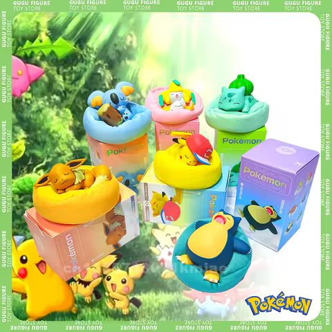 Pokemon Pikachu blind box Meowth Slowpoke 6 Styles Rowlet Charmander Gonbe Figures Sleep Starry Drea