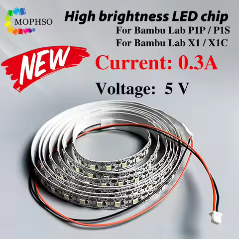 Upgraded Lower Current LED Light Strip For Bambu Lab X1c P1s P1P X1 5V 0.3A 150cm IP44 3D Printer Li