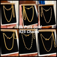 10k Pure Gold 925 Necklace Chain Jewelries ( UNISEX )