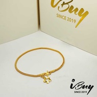 IBUY 916 Gold QUARTET HERRINGBONE BRACELET (040) 17CM 2.94G 22K (916)