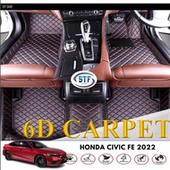 HONDA CIVIC FE 2022 CARPET CAR MAT 6D PREMIUM PU LEATHER CUSTOMIZED FIT KARPET KERETA