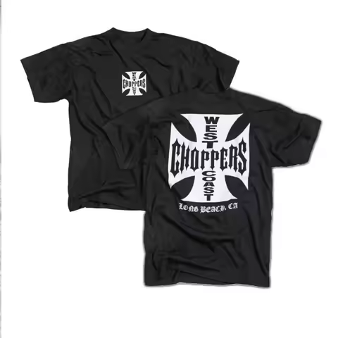 West Coast Chopper 2 Sides Graphic Black T-shirt, Summer Unisex T Shirt