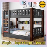 EKSENSE Solid Wood Bunk Bed Double Decker Kids Bed Frame Adult Dorm Katil Kayu 2 Tingkat Budak Dewasa(1 month pre-order)