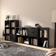 Oak Four Six Eight Bookshelf Locker Black Bookcase Grid Edge All Solid Wood Free Group Low Bookshelf