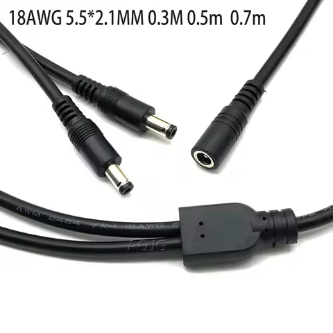 All Copper 18AWG DC Splitter Power cable DC5.5*2.1MM 10A 1Female to 2 male For Monitoring Power Cord