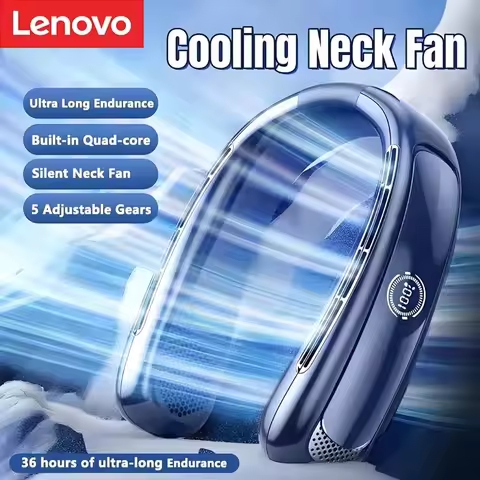 Lenovo 15000mAh Portable Neck Fan Smart Digital Display USB Rechargeable Outdoors Bladeless Silent C
