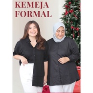 KEMEJA ATRACTIV Jumbo Black Shirt 4XL 5XL LD135 Women's Bigsize Black Shirt Women's Jumbo Black Shir