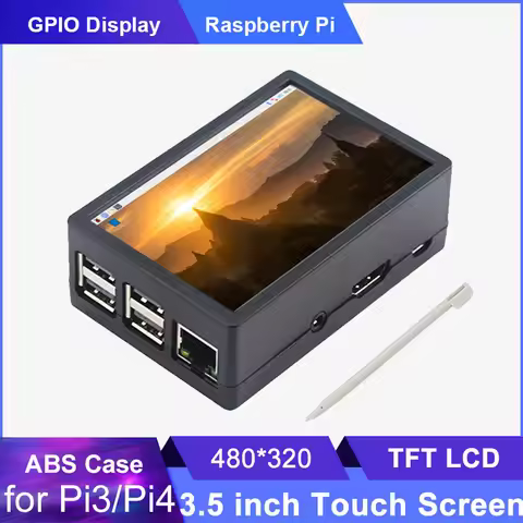 3.5 inch Raspberry Pi 3B/3B+/4B Touch Screen TFT LCD 480*320 GPIO Display Monitor ABS Case Box for R