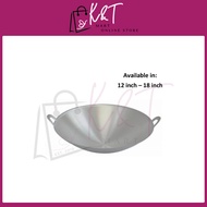 Aluminium Wok 12" - 18" | Kuali Aluminium | Kuali Masak | Double Handle Wok | Kitchenware | Cookware
