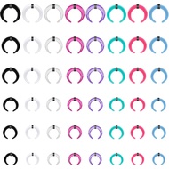 ONESING 48Pcs Acrylic Septum Pincher Tapers 14G 12G 10G 8G 6G 4G Septum Stretching Kit dengan O-Ring