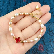 4-leaf clover bracelet, freshwater pearl material, super beautiful Korean design - very smooth price