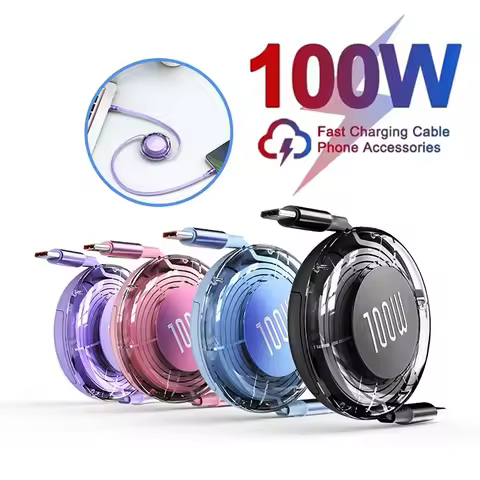 Retractable PD 100W Cable USB Type C to Type C Fast Charging Type C to USB C Data Cable For iPhone 1
