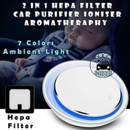 Car HEPA filter Purifier Ionizer Aromatherapy USB ambient light Freshener perfume Smoke Cleaner PM2.