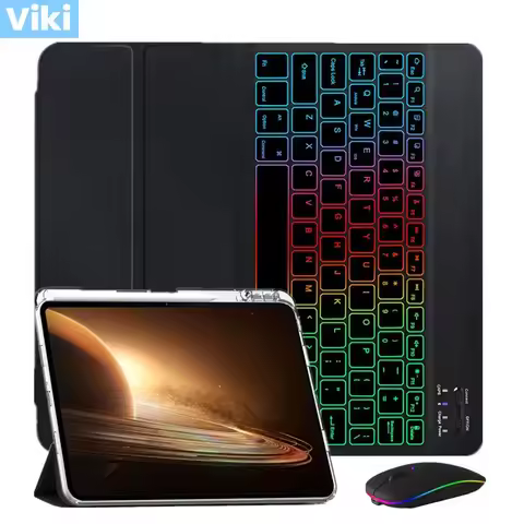 For OPPO Pad Air Case with Keyboard Rainbow Backlit Teclado For OPPO Pad Air 2022 Russian Spanish Ja