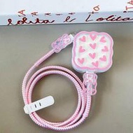 5pcs Pink Heart Shaped Wave Edge TPU Charger Protector Case, Compatible With Apple 40W Charger, 17 P