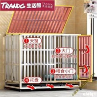 廠家直銷臺灣保固不銹鋼狗籠子中大型犬室內折疊帶廁所分離金毛拉布拉多方管寵物籠