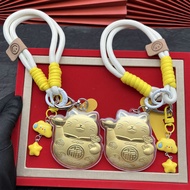 99 Lucky Cat Mobile Phone Lanyard Can Cartoon Gold Piece Chain Mobile Phone Chain Car Keychain Penda