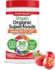 Orgain Immune Support, Organic Superfoods + Immunity Up! Powder, Vegan, Includes Zinc, Apple Cider V