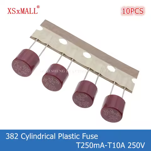 10PCS 382 Cylindrical Plastic Fuse T250mA 0.5A 1A 2A 3.15A 4A 5A 6.3A 8A 10A 250V For LCD TV Power B