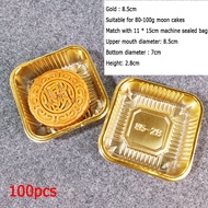 100 Pcs Kotak Kemasan Makanan Kue Bulan Warna Emas Kotak Kemasan Permen Blister Persegi