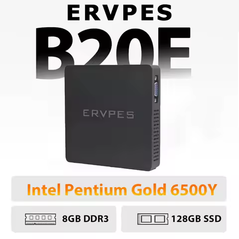 ERVPES B20E Mini PC, Windows 11, 8GB RAM 128GB SSD, intel Pentium Gold 6500Y, Dual-Band WiFi, Compac