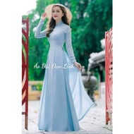 4-panel blue ao dai, plain ao dai, beautiful ao dai uniform - Dan Linh Ao Dai