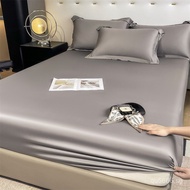 Tencel Bed Sheet Protector Mattress Single Piece601.5Plain Color Fitted Sheet1.8Elastic Summer Silky