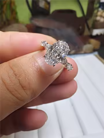 18K gold Diamond Ring Oval 3CT IGI Lab Growing Diamond with Horse Eye diamond wedding ring Factory c