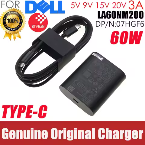 Genuine 60W GAN USB-C Type C USFF AC Adapter Charger 20V 3A DA60NM200 LA60NM200 HA60NM200 For Dell L