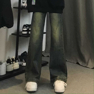 กางเกงยีนส์สไตล์วินเทจสไตล์อเมริกันไฮสตรีทแนววินเทจสำหรับผู้ชาย ootd กางเกงดูแพงใส่คู่กับกางเกงขาม้า