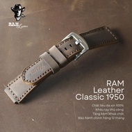 Dây Đồng Hồ Da Bò Handmade RAM Leather 1950 Nâu Đất Cho Casio CASIO AE1200 AE 1200 1300 WHD Seiko 5