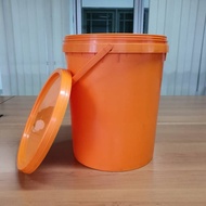 (New) 20 Liter Plastic Bucket/20 Liter Pail (25Kg) For Paint/Food/Packaging (ORANGE)