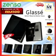 [SIRIM] ZENSO Switch Glasse Black Glass Rocker Slim Switches & Socket Suis Kaca Lampu Rumah 1gang 13