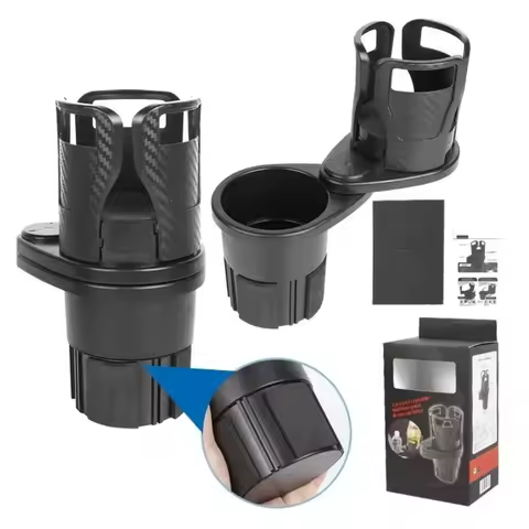 New Universal Rotating Car Cup Holder Carbon Fiber Texture Retractable Multifunctional Beverage Stan