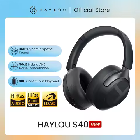 HAYLOU S40 ANC Wireless Headphone 50dB Noise Canceling Hi-Res 3D Spatial Audio Earphone with LDAC Bl
