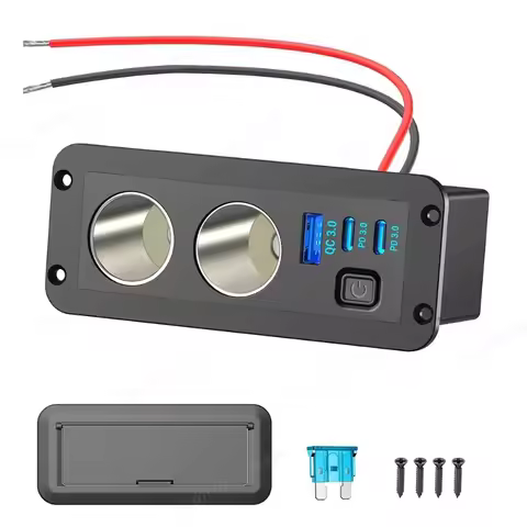 New Dual Cigarette Lighter Socket 78W 12V USB Outlet Dual USB-C PD & QC3.0 Car Charger Port with Swi