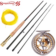 Sougayilang Portable Fly Fishing Rod Reel + Aluminum Alloy Fly Fishing Reel Fishing Line Set (2.7M)