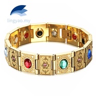 Women Men Bracelets Stainless Steel Titanium Germanium Magnet Bracelets Handmade Crystal Inlay Energ