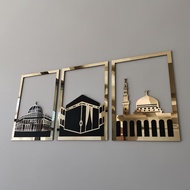 HIASAN DINDING Kufiku nabawi mosque haram mosque (dom) mosque aqsa from 3D wall decoration, Acrylic 