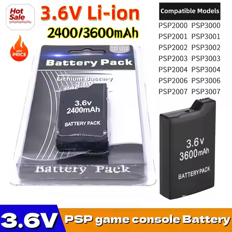 3600/2400mAh PSP2000 Handheld Game Console Backup Lithium Battery Pack for PS Lite PSP-2000 PSP-3000