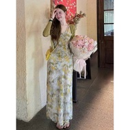 Set 2 Piece Floral Dress with Women's ToothpickJacket, Cute Feminine Outing Dress