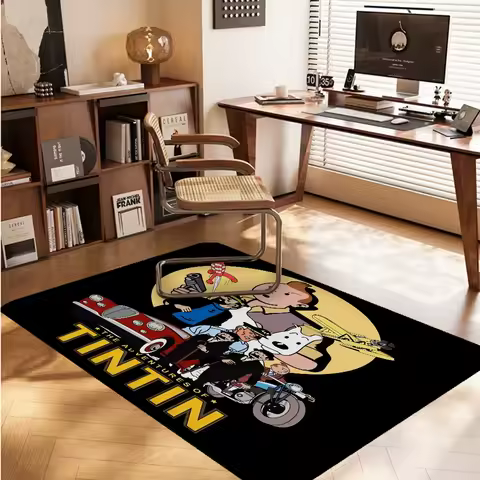 Cartoon A-Abenteuer T-Tintin Floor Mat Rectangle Anti-slip Home Soft Badmat Front Door Indoor Outdoo