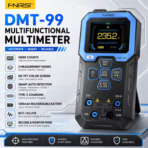 FNIRSI DMT-99 10000 Counts True RMS Smart Digital Multimeter 1000V 10A Auto Range TFT NCV Capacitanc