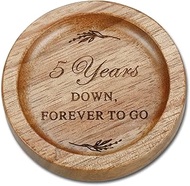 TI-EDC Wooden Ring Dish 5 Year Anniversary Wood Gift for Him Her, 5th Wooden Gifts for Wife Husband,