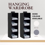 [BSU] Almari Gantung Baju Pakaian 4 Closet Hanging Storage Bag Spacer Drawer Clothes Organizer Folda